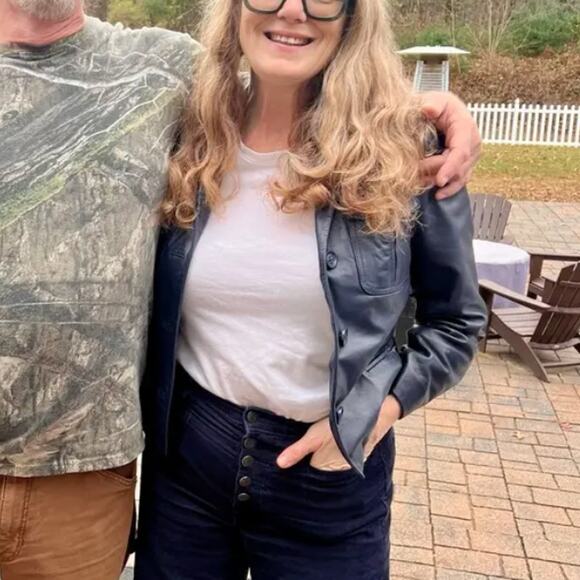 Zadig & Voltaire Blue Real Leather Jacket MEDIUM Cropped Lambskin Designer $800 - Picture 7 of 14